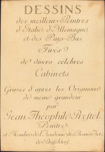 Drawings by the Best Painters of Italy, Germany and the Netherlands, Taken from Various Famous Cabinets by Johann Gottlieb Prestel, Maria Catharina Prestel, and Regina Schönecker