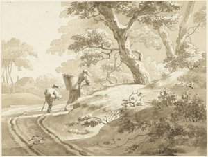 Landscape with Woman and Boy on a Country Road