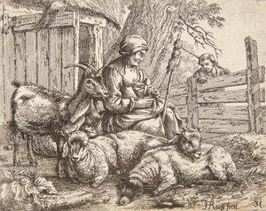 A Spinner by Johann Heinrich Roos