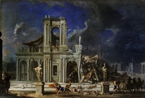 Samson smiting the Philistines by Johann Heinrich Schönfeld