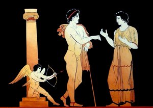 Eros Aiming One of His Arrows at a Young Couple Talking by Johann Heinrich Wilhelm Tischbein