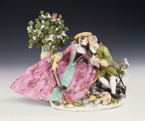 A Meissen Crinoline Group of the Rest During the Case, c.1745