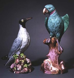 Augustus Rex Meissen Figures of a Tern and a Parakeet