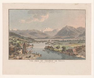 View of Lake Thun from Thun Castle by Johann Ludwig Aberli