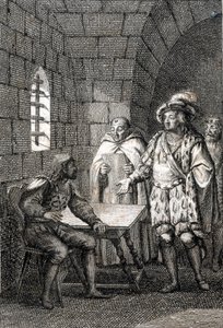 Treat of Trausnitz: Roman Emperor Louis IV of the Holy Empire reconciled with Frederic the Bel in 1325 to make an agreement by Johann Michael Mettenleiter