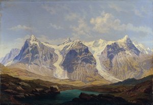 Wetterhorn, Mettenberg and Eiger with the Grindelwald Glaciers in Between by Johann Michael Sattler