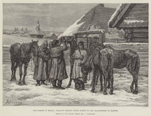 The Famine in Russia, Peasants selling their Horses to the Slaughterer at Kaluga by Johann Nepomuk Schonberg