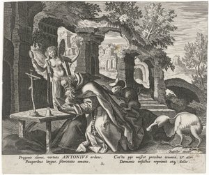 Anthony the Great as a Hermit (Male Hermits) by Johann Sadeler (I)
