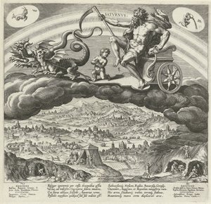 The Planet Saturn and Its Influence on the World (series title: The Seven Planets, Planetarum effectus et eorum in signis zodiaci) by Johann Sadeler (I)