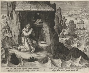 Saint Gudwal of Wales as a Hermit by Johann Sadeler (I)