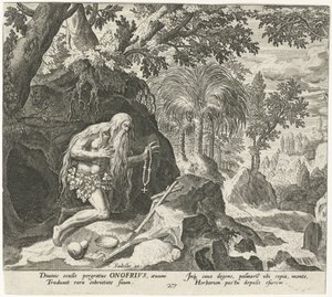 Onuphrius the Great as a Hermit (Male Hermits) (Solitudo Sive Vitae Patrum Eremicolarum) by Johann Sadeler (I)