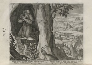 Caluppanus, Plate 14 of 30 from the Series Sylvae Sacrae (Hermits in Landscapes) by Johann Sadeler I