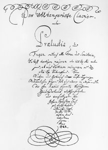 Handwritten Titlepage of The Well Tempered Piano, 1722