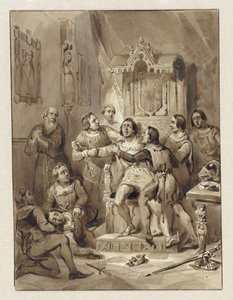Count William V Goes Insane and Murders Gerrit van Wateringen, 1357 by Johann Wilhelm Kaiser (I)