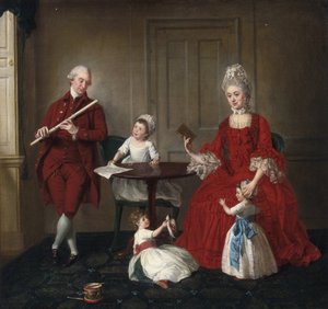Rococo: Portrait of Mr. And Mrs. James Blew And Their Three Children In An Elegant Interior by Johann Zoffany