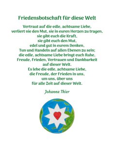 Peace Message for this World by Johanna Thier