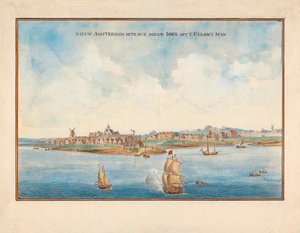 New York from the Sea in the 17th Century by Johannes (after) Vingboons