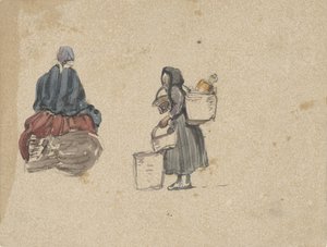 Two Studies of Fisherwomen by Johannes Bosboom