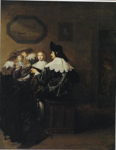 Company with a Man Playing the Lute, Seated at a Table by Johannes Cornelisz Verspronck