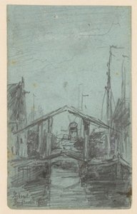 View of Dordrecht with Drawbridge by Johannes Gijsbert Vogel