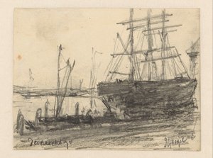 Ships in Front of Dordrecht by Johannes Gijsbert Vogel