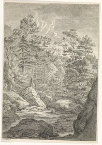 Ravine with Trees and a Stream (Landscapes in the Chartreuse Mountains) by Johannes Glauber
