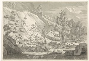 Ravine with a Flock of Sheep by Johannes Glauber