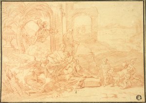 The Holy Family with Saint John the Baptist and Angels