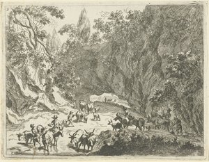 Mountain Landscape with Shepherds and Cattle (Landscapes with Shepherds and Cattle) by Johannes Gronsveld