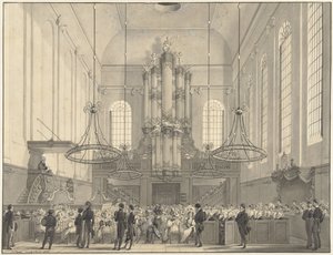 Prof. van der Palm Preaching in the Lutheran Church in The Hague for the Royal Family, 1828 by Johannes Hari (I)
