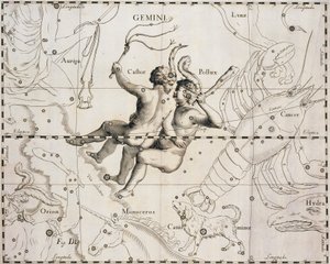 The constellation of Gemini, illustration from Firmamentum Sobiescianum sive Uranographia, by Johann Hevelius, Gdansk 1690 by Johannes Hevelius