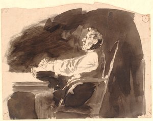 Old Man at a Table with a Bible by Johannes Holbek