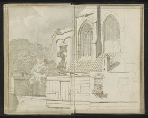 Backside of the Nieuwe Kerk in Delft by Johannes Huibert Prins
