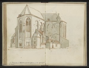 Right and Rear Side of the Pieterskerk in Utrecht by Johannes Huibert Prins