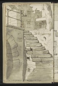 Stairs to the Canal at Koorstraat in Delft
