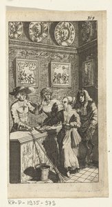Caricature for Simon de Vries, Seven Devils Ruling and Serving the Modern Maids, Amsterdam, 1682 by Johannes Jacobsz van den Aveele