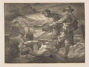 Workers Pulling a Rope by Johannes Josephus Aarts (signed by artist)