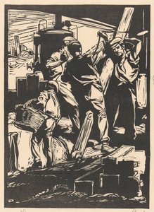 Four Dike Workers by Johannes Josephus Aarts (signed by artist)