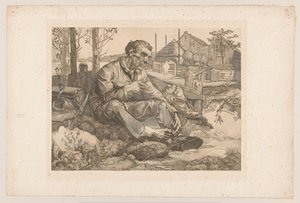 Resting Man by a Farm