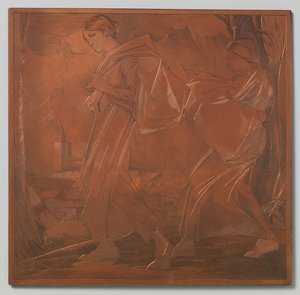 Two Women, Both Carrying a Bag by Johannes Josephus Aarts