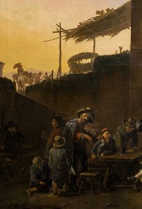 Drinkers in front of an Italian inn by Johannes Lingelbach