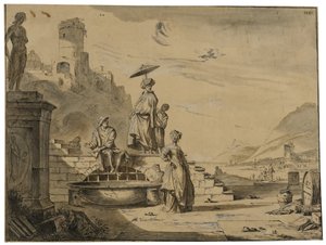 Harbour Scene by Johannes Lingelbach