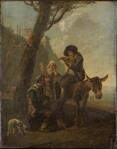Roman Shepherd Family Resting Beneath a Tree by Johannes Lingelbach