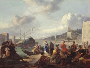 View of a Harbour, 1666 by Johannes Lingelbach