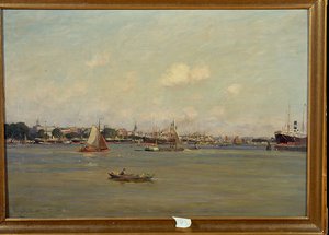 Harbour in Rotterdam by Johannes Martin Grimelund