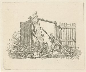 Two Figures by an Open Gate by Johannes Mock
