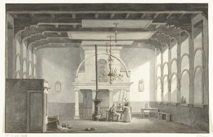 The Hall in the Kloveniersdoelen in Dordrecht Where the National Synod Was Held in 1618-1619, 1836 by Johannes Rutten (signed by artist)