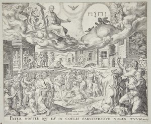 The Adoration of the Trinity on Earth and the Works of Mercy by Johannes Wierix