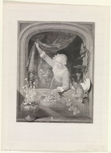 Woman with Basket of Fruit in Hand by the Window by Johannes de Mare