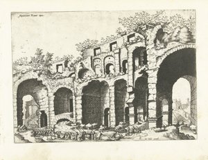 View of an Amphitheater Probably the Colosseum (Romeinse ruïnes, 1561)